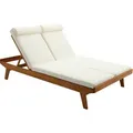 Doppelsonnenliege mit mehrfach verstellbarer Rückenlehne weiß und Massivholz B127 cm CARACAS