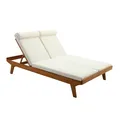 Miliboo - Doppelsonnenliege mit mehrfach verstellbarer Rückenlehne weiß und Massivholz B127 cm CARACAS