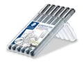 STAEDTLER Pigment Liner 308 Fineliner 0.05 + 0.1 + 0.3 + 0.5 + 0.8 mm Schwarz 308 SB6P