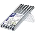 STAEDTLER Pigmentliner Staedtler 308SB6P - schwarz 0,05-0,8 mm metallgefasste Ku