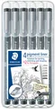 6 STAEDTLER Pigmentliner, schwarz, 4+2 GRATIS Etui