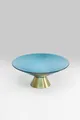 Kare Design Schale Birdie, Blau/Gold, 26cm Durchmesser, Obstschale, Handgearbeitet, Messing Sockel, Elegance, Retro Design, 11x26x26 cm (H/B/T)