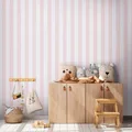 Vliestapete Kinder Streifen Muster Textiloptik Rosa Creme 77078-2 (4,31€/1qm)