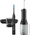 Philips kabelloser Power Flosser 3000 HX3866/43 Wasser-Flosser + DiamondClean 9000 - schwarz, Schwarz, Kabellose Munddusche, Tasten, Akku, 1 Kopf/Köpfe