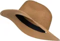 styleBREAKER Damen Panama Sonnenhut aus Papierstroh | Faltbarer Knautschhut mit breiter Krempe | Sommer Fedora Hut für Strand und Festival, Farbe:Braun