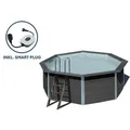GRE Runder Composite-Pool KPCO41 – Ø 410 x 124 cm, Komplettset - Blau/Braun