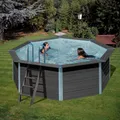 Composite Rundpool Ø 4,10 x 1,24 m Komplettset 11.000L GRAU stabil WPC Pool
