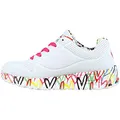 Skechers Mädchen Uno Lite Lovely Luv Sneaker, White Synthetic H. Pink Trim, 35 EU