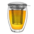 Creano doppelwandiges Teeglas mit Edelstahlfilter und Glasdeckel - 400ml