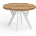 Dekori_Interiors Esstisch, Braun, Weiß, Holz, Rund, 100x77x150 cm, Esszimmer, Tische, Esstische