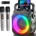 Karaoke Maschine mit 2 kabellosen Mikrofonen Bluetooth TV-kompatibel tragbar