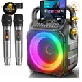 Karaoke Maschine mit 2 Mikrofonen, tragbare Bluetooth Box für Parties