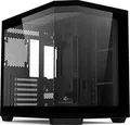 Rockstable Stonecliff Computer Case ATX, mATX, ITX 180° Glas Panorama | Unterstützt Mainboards mit hinteren Anschlüssen