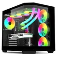 Rockstable Stonecliff Computer Case ATX, mATX, ITX 180° Glas Panorama | Unterstützt Mainboards mit hinteren Anschlüssen