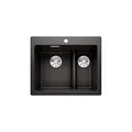 BLANCO PLEON 6 Split | Granitspüle aus SILGRANIT schwarz | Einbau von Oben | Hauptbecken links | für 60 cm breite Unterschränke | Split-Konzept | ohne Ablauffernbedienung | [61,5x51x23,2 cm]