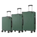 yonsly Trolley Reisekoffer Set, Rollkoffer Handgepäck, Kofferset, Gepäckset Hartschalenreisekoffer Travel Suitcase mit 4 Rollen 360°, Zahlenschloss, Weicher Gummigriff (3er Set, M,L&XL, Dunkelgrün)