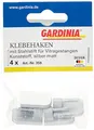 Gardinia Klebehaken für Vitragestangen, 4 Stück, Mit Stahlstift, Selbstklebend, Höhe: 11 mm, Silber-matt