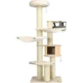 Costway Katzen Katzenmöbel 7-stöckiger Kratzbaum Holz Beige 197 cm