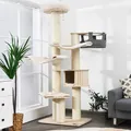 Kratzbaum Katzenbaum Sisal Kletterbaum 197cm xxl groß Kletterbaum + Katzenhöhle