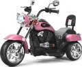 COSTWAY 6V Elektro Motorrad Kinder mit verstellbaren Scheinwerfer, Dreirad Elektromotorrad mit Sound, Hupe, Rückspiegel, Pedale, Geschwindigkeit 2,5-3 km/h (Rosa)