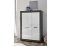 Mehrzweckschrank HOME AFFAIRE Etero , grau (schwarz concret, weiß mdf hochglanz, applikation schwarz concret), B:100cm H:142cm T:35cm, Schränke, Mehrzweckschrank, Höhe 142 cm