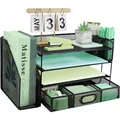 IOUGDSEC Organizer da scrivania Con Porta documenti, vassoio di Carta a 3 livelli, Organizer da scrivania in rete Con Porta riviste per forniture per casa e ufficio,Schwarz