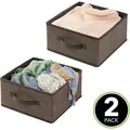 mDesign 2er-Set Aufbewahrungsbox Stoffbox mit Griff aus Kunstfaser braun