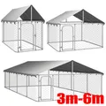 XXL Outdoor Hundezwinger mit Dach 2m-6m Hundekäfig Metall Hundehaus Garten käfig