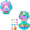 Polly Pocket Glitzerinsel-Schatulle, Spielset mit 1 Mini-Meerjungfrauenpuppe und