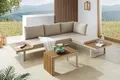 riess-ambiente Sitzgruppe IBIZA MODULAR LOUNGE 250cm champagner greige/natur - WPC, Aluminium, (Set, 3-tlg., 2 x Sitzelement, Tisch), Frei stellbare Outdoor-Lounge - ideal für Garten, Balkon oder Terrasse