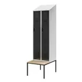 Jan Nowak Spind Umkleidespind Umkleideschrank Spindschrank Schließfachschrank mit Sitzbank Lüftungsschlitze Pulverbeschichtet 180 cm x 60 cm x 50 cm (Anthrazit-Grau)