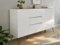 Magnolia Home Kommode Sideboard Yako XL 180cm 3 SoftClose 3 Türen Weiß/Eiche Top