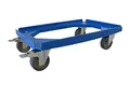 ALUTEC Rollwagen für Kunststoffboxen (für Boxen 610x410 mm,Tragkraft 250 kg, leichtgängige Rollen, 2X mit Feststellbremse, Transporthilfe, Farbe blau) 05200