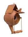 DanDiBo Vogelhaus zum Aufhängen Edelrost Deko Rost Gießkanne Wetterfest 96422 Nistkasten Futterstation für Vögel Shabby mit Kette hängend Metallkanne Kanne Balkon