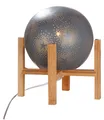 Gilde Lampe "Prickelstern" auf Holzfuß Porzellan grau 32047