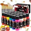 Fantastory Acrylfarben Set 24x 60ml,12 Pinsel;Exzellente Deckkraft,hohe