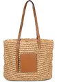 styleBREAKER Korbflecht Schultertasche aus Papierstroh mit Kunstleder Details | Damen Shopper Basttasche geflochten mit Reißverschluss | Strandtasche 43 x 34 x 4 cm, Farbe:Braun