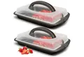 Hausfelder Kuchentransportbox Tortentransportboxen 2er Set, 2x rechteckig groß, Kunststoff, (Set, 2-tlg., 2 verschiedene Boxen), Transportboxen mit Deckel