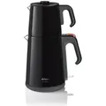 Arzum Cay Sefasi Teemaschinen, Elektrischer Türkischer Teekocher, 1650W Leistung, 1,2L Teekanne, 1,8L Wasserkocher, Edelstahl, Warmhaltefunktion, Tro - Silber