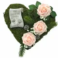 Grabgesteck Grabschmuck Moosherz Grabherz Trauerherz Gesteck - Für immer im Herzen- 30cm 3rosen rosa