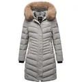 REPUBLIX Winterjacke LUCILLE Damen Gefütterte Dicke Glanz Winter Jacke Mantel Parka mit Kapuze grau M