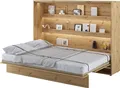 MEBLINI Schrankbett Bed Concept - Wandbett mit Lattenrost - Klappbett mit Schrank - Wandklappbett - Murphy Bed - Bettschrank - BC-04 - 140x200cm Horizontal - Artisan Eiche