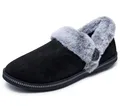 Skechers Damen Cozy Campfire Fresh Toast Hausschuh, Black Microfiber Faux Fur, 39 EU