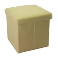 INTIRILIFE Faltbarer Sitzhocker 30x30x30 cm in FRÜHLINGS GRÜN - Sitzwürfel mit Stauraum und Deckel aus Stoff in Leinen Optik - Sitzcube Fußablage Aufbewahrungsbox Truhe Sitzbank