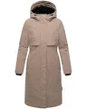 Navahoo Damen Langer Mantel warmer Parka mit großer Kapuze und magnetischen Details Eismelodie 14 Taupe Grey Gr. XL