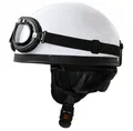 Retrohelm mit Fliegerbrille Weiß L 59 60cm Halbschalenhelm Schwalbe Star MZ TS