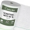 HaGa Schattiernetz 3m Breite mit 60% Schattierwirkung in weiß – Hitzeschutz & Sonnenschutz für Pflanzen – Balkon Sichtschutz & Terrassen Sonnensegel – Wetterfest & Temperaturbeständig (Meterware)