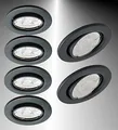 Trango 6er Set 6729-061MCOB LED Einbaustrahler in Anthrazit matt schwenkbar inkl. 6x 5 Watt 3000K warmweiß Ultra Flach LED Modul, Einbauspots, Deckenstrahler, Deckenlampe, Badleuchte, Deckenleuchte