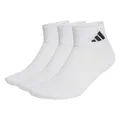 adidas Unisex Cushioned Sportswear Ankle Socks 3 Pair Pack, white/white/black, 45-48