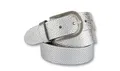 Ledergürtel, mit elegant pointiertem Pixel-Look, Gr. 90, silber